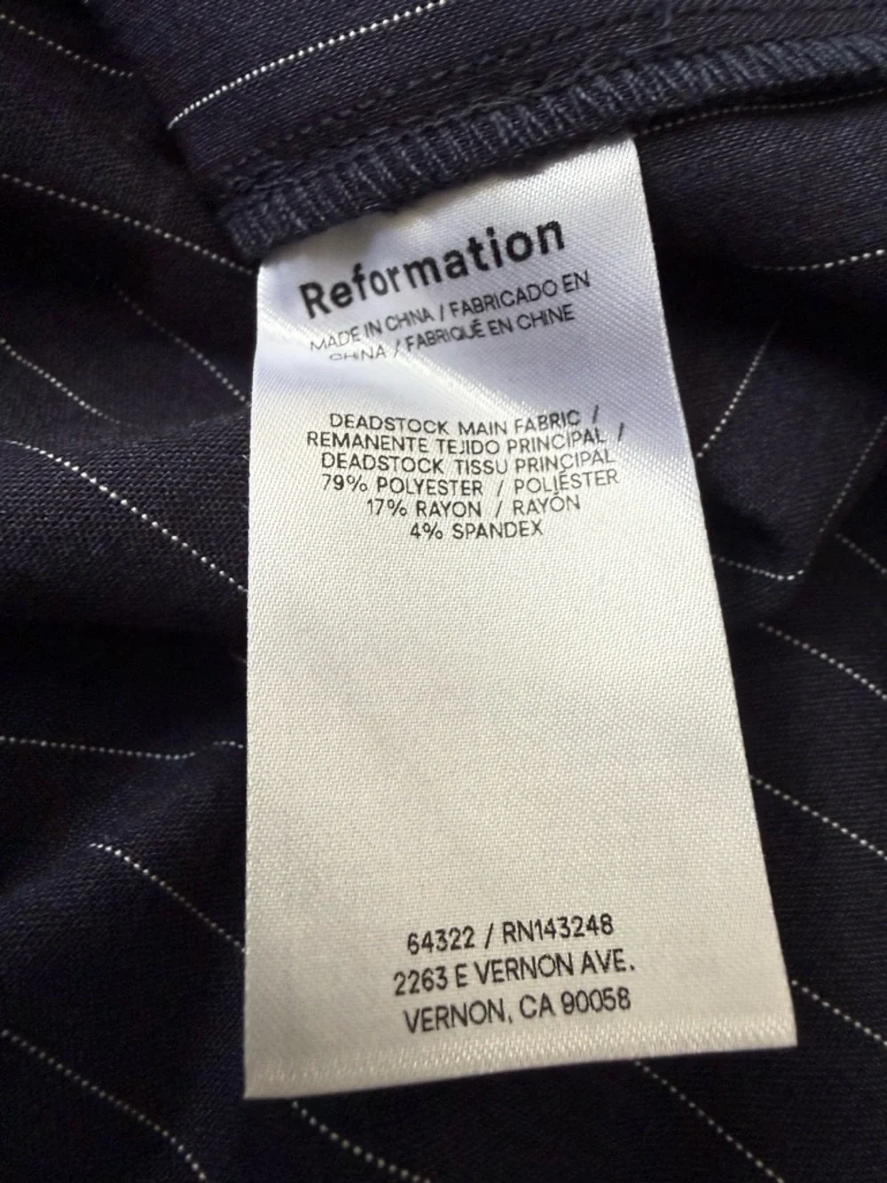 REFORMATION Audrina Skirt in Midnight Size 4 Stripe NWT